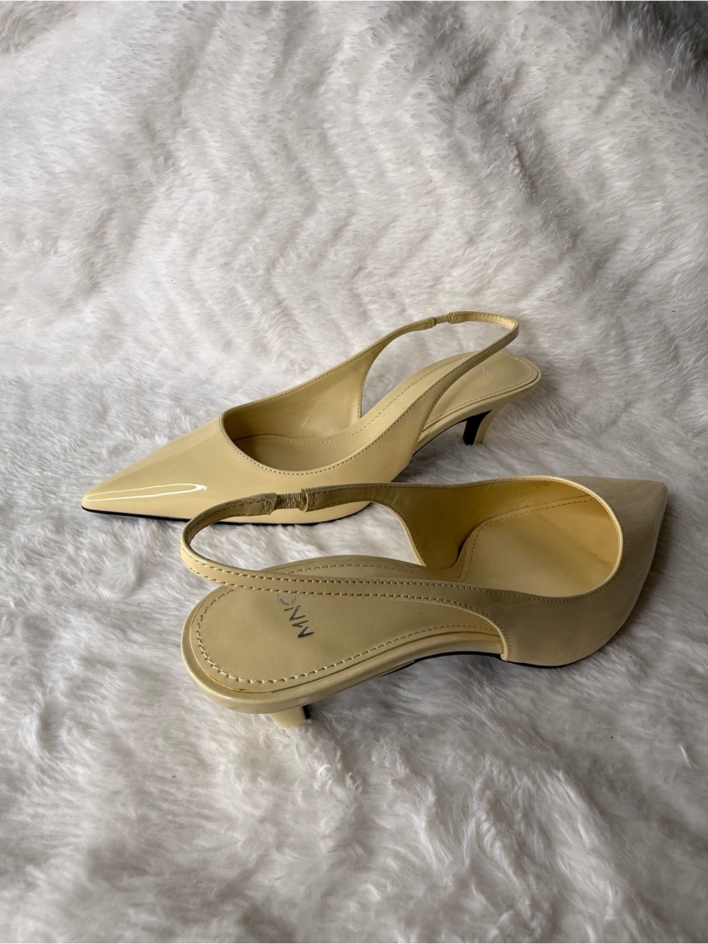 Mango Cream Slingback Kitten Heel Pumps